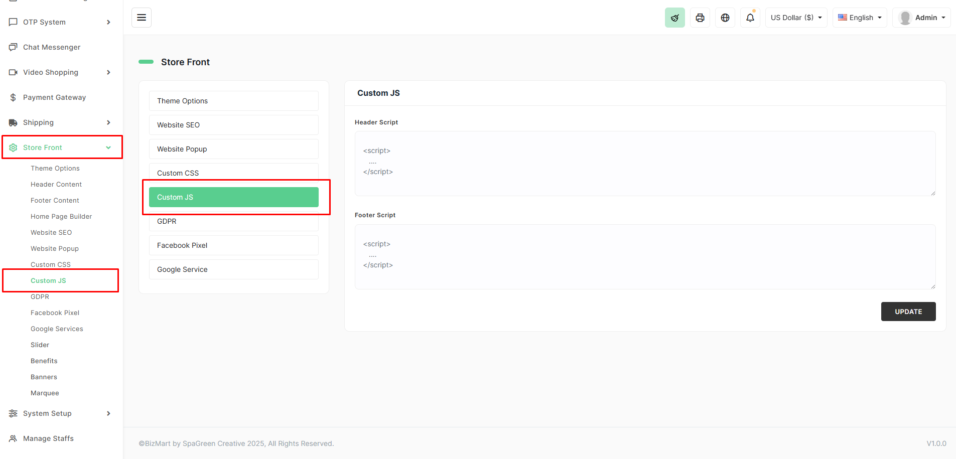 Website Popup Settings